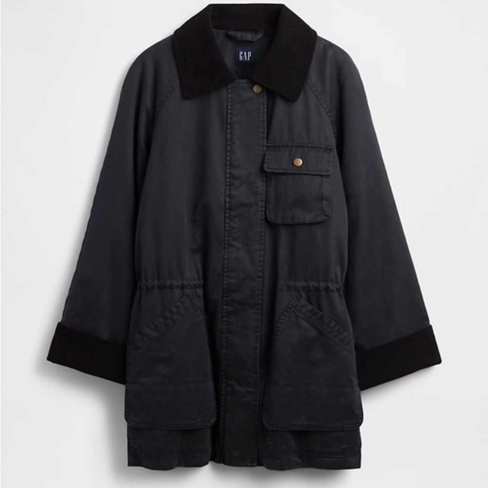 Gap Womens Waxed Barn Jacket, Black, Small - Picture 3 of 4